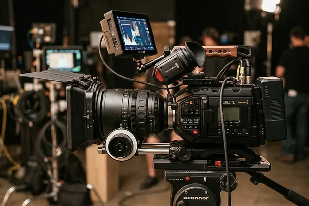 Professional camera lens and video equipment close-up, modern tech