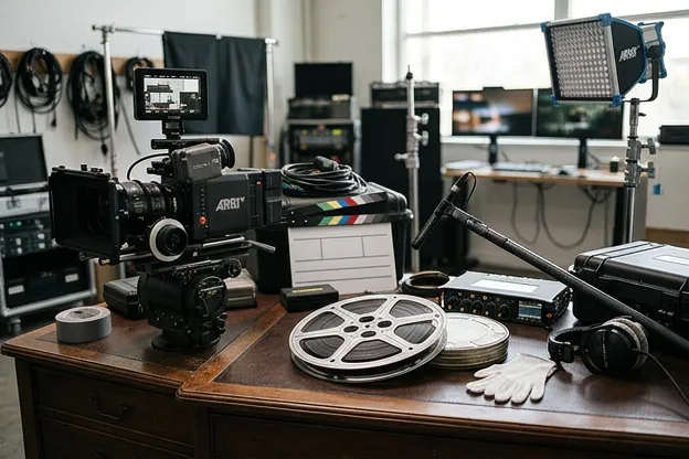Film reel and video production equipment arranged professionally